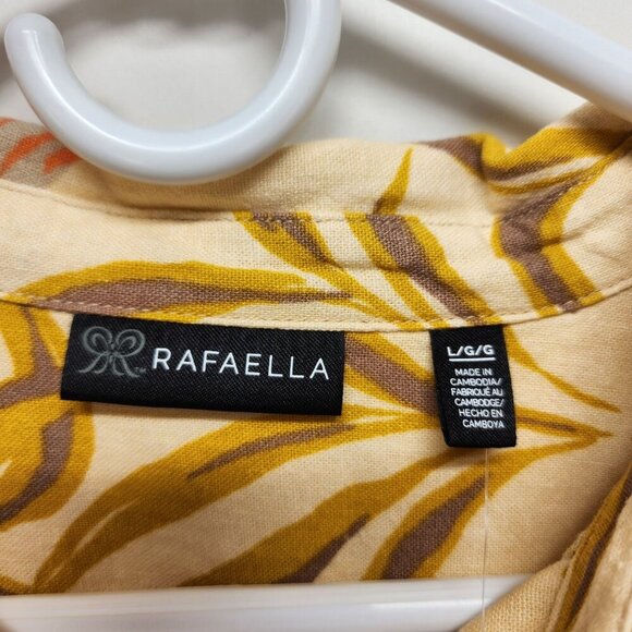 Rafaella Womens shirt Tropical Print Button-Down linen  Short Sleeve Size L - Picture 2 of 8